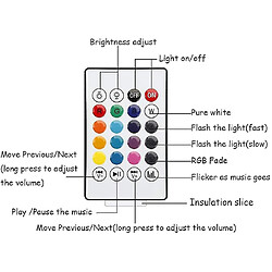 Acheter Universal En haut-parleur Bluetooth de l'ampoule LED à télécommande 24 touches, audio stéréo sans fil de lampe à modification RVB 6W E26