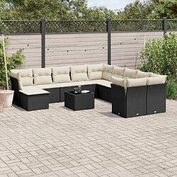 Maison Chic Salon de jardin 12 pcs avec coussins | Ensemble de Table et chaises | Mobilier d'Extérieur noir résine tressée -GKD18611