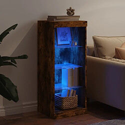 Avis Maison Chic Commode Buffet - Meuble de rangement avec lumières LED chêne fumé 41x37x100 cm -GKD98778