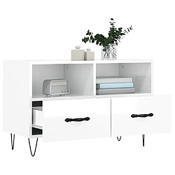 Acheter Maison Chic Meuble TV scandinave - Banc TV pour salon Blanc brillant 80x36x50 cm Bois d'ingénierie -MN74270