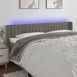 vidaXL Tête de lit à LED Gris clair 183x16x78/88 cm Velours