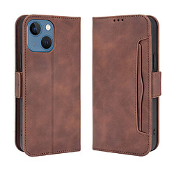 Etui en PU + TPU avec support et porte-cartes marron pour Apple iPhone 13 6.1 pouces