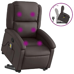 vidaXL Fauteuil inclinable de massage marron foncé cuir véritable