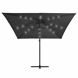 Avis Maison Chic Parasol Jardin | Parasol déporté avec LED et mat en acier 250x250 cm Anthracite - GKD25194