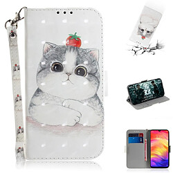 Wewoo Coque Fashion Etui en cuir à rabat avec dessin couleur 3D et fentes pour cartes et porte-cartes Huawei P30 Lite chat mignon