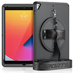 Coque en TPU Robuste avec béquille et bandoulière noir pour votre Apple iPad 10.2 (2020) (2019)/Air 10.5 (2019)/Pro 10.5 (2017)