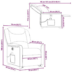 vidaXL Fauteuil inclinable de massage électrique Marron Tissu pas cher