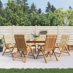 Maison Chic Lot de 6 Chaises de jardin inclinables,Fauteuil d'extérieur et coussins bois teck -MN31084