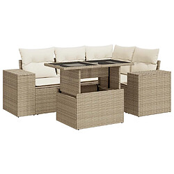 vidaXL Salon de jardin avec coussins 5 pcs beige résine tressée