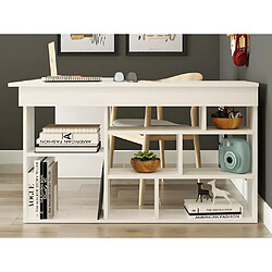 Vente-Unique Bureau d'angle avec rangements - Coloris : Blanc - LILEUL