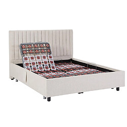 Acheter Vente-Unique Lit électrique de relaxation déco tout plots + matelas ressorts ensachés et mémoire de forme - 2 x 80 x 200 cm - Tissu - Beige - ANTALISA de DREAMEA