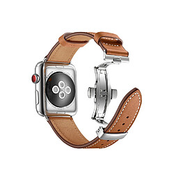 Eko Bracelet pour Apple Watch 38/40/41mm en cuir véritable avec boucle déployante Marron