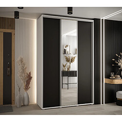 Abiks Meble Armoire à portes coulissantes Davos 3 235.2 x 160 x 60 3 portes coulissante (Blanc/Noir/Argent)