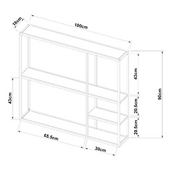 Helloshop26 Étagère murale acier 90 x 100 x 18 cm noir 03_0007036