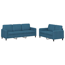 Maison Chic Ensemble de canapés 2 pcs, Canapé droit Sofa pour Salon bleu velours -GKD129616