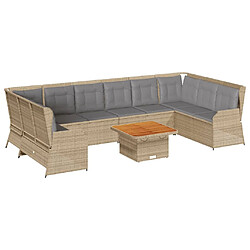 vidaXL Salon de jardin avec coussins 7 pcs beige résine tressée