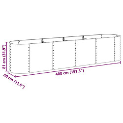 vidaXL Jardinière surélevée 400x80x81 cm acier galvanisé argenté pas cher