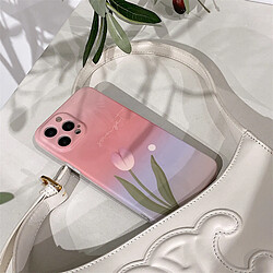 GUPBOO Étui pour iPhone12 Premium Sunset Tulip Literary Phone Case Silicone Femme