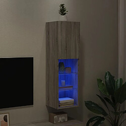 Maison Chic Meuble TV avec lumières LED, Banc TV pour salon, Meuble de rangement sonoma gris 30,5x30x102 cm -GKD46284 pas cher