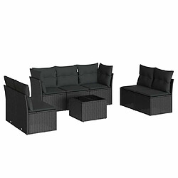 Maison Chic Salon de jardin 8 pcs avec coussins | Ensemble de Table et chaises | Mobilier d'Extérieur noir résine tressée -GKD17945