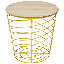 The Home Deco Factory Table d'appoint filaire en bois et métal Cyclone jaune.