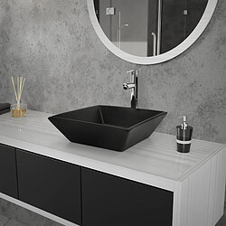 ML-Design Vasque à poser céramique noir lavabo avec garniture de vidage noir 410x410x120mm