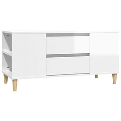 Maison Chic Meuble TV scandinave - Banc TV pour salon Blanc brillant 102x44,5x50 cm Bois d'ingénierie -MN38261