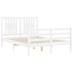 Maison Chic Cadre/structure de lit avec tête de lit pour adulte - Lit Moderne Chambre blanc petit double bois massif -MN11852 pas cher