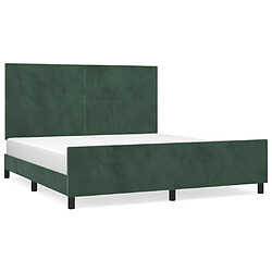 Maison Chic Lit adulte - Cadre Structure de lit avec tête de lit Contemporain Vert foncé 160x200 cm Velours -MN31770