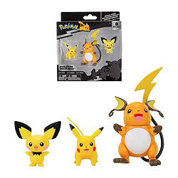 Bandai - Pokémon - Pack évolution - Figurine Pichu 5cm + Figurine Pikachu 8cm + Figurine Raichu 10cm - JW2778