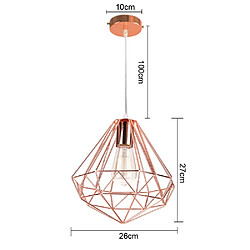 Stoex Plafonnier Antique en Diamant 26CM Suspension Luminaire Moderne Lustre Vintage E27 Pour Loft, Bureau, Intérieur Or Rose pas cher