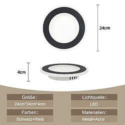 ZMH LED Plafonnier Lumière de couloir Noir et Blanc 24cm Living Lights pas cher