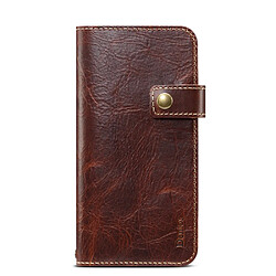 Etui en cuir véritable fermoir magnétique avec support marron pour votre Apple iPhone 13 6.1 pouces