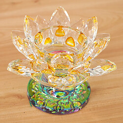 Avis 7 couleurs bouddhiste cristal lumière de thé en verre fleur de Lotus porte-bougie jaune