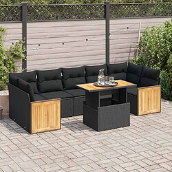 vidaXL Salon de jardin avec coussins 8 pcs noir résine tressée acacia