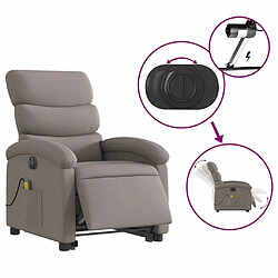 Maison Chic Fauteuil Relax pour salon, Fauteuil inclinable de massage électrique Taupe Tissu -GKD60152 pas cher