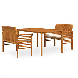 Ensemble salle à manger de jardin 3 pcs,Table et chaise à dîner d'extérieur Acacia solide -MN23935