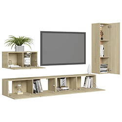 Avis Maison Chic Ensemble de meubles TV 4 pcs | Banc TV Moderne pour salon | Meuble de Rangement - Chêne sonoma Aggloméré -MN69107