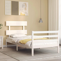 vidaXL Cadre de lit sans matelas blanc 90x200 cm bois massif