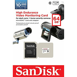 Acheter Mgm Carte Mémoire microSDXC avec adaptateur SD SanDisk Haute Endurance pour surveillance vidéo en Full HD jusquà 10.000 heures - 64 Go Classe 10 (SDSDQQ-064G-G46A)