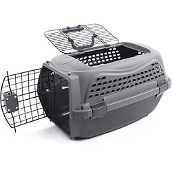 M PETS Caisse de transport pour chat M.PETS ECO GIRO - Cage en plastique - Taille M - Gris