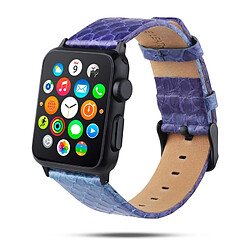 Wewoo Bracelet en cuir pleine fleur avec texture de la peau de serpent pour Apple Watch séries 4 40 mm et séries 3 et 2 et 1 38 mm violet