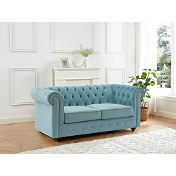 Vente-Unique Canapé 2 places en velours bleu pastel CHESTERFIELD 