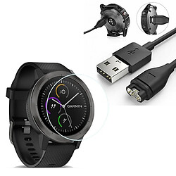 PHONECARE Kit Chargeur USB + Film Protecteur D'Écran en Verre - Garmin VivoActive 3