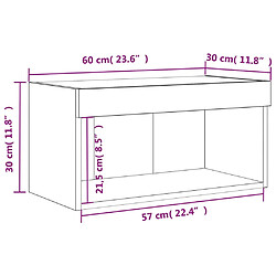 vidaXL Meuble TV avec lumières LED blanc 60x30x30 cm pas cher