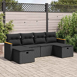 vidaXL Salon de jardin 6 pcs avec coussins noir résine tressée