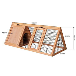 Helloshop26 Clapier à lapin espace extérieur bois d'épicéa petits animaux enclos 118 cm extérieur 16_0002235