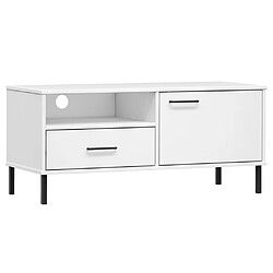 Maison Chic Meuble TV scandinave avec pieds - Banc TV pour salon en métal Blanc Bois de pin massif OSLO -MN21429