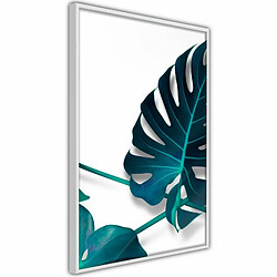 Paris Prix Affiche Murale Encadrée Turquoise Monstera I 40 x 60 cm Blanc