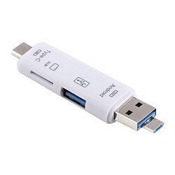 Wewoo D-188 3 en 1 TF & USB vers Micro USB & lecteur de carte Type-C Connecteur adaptateur OTG Argent